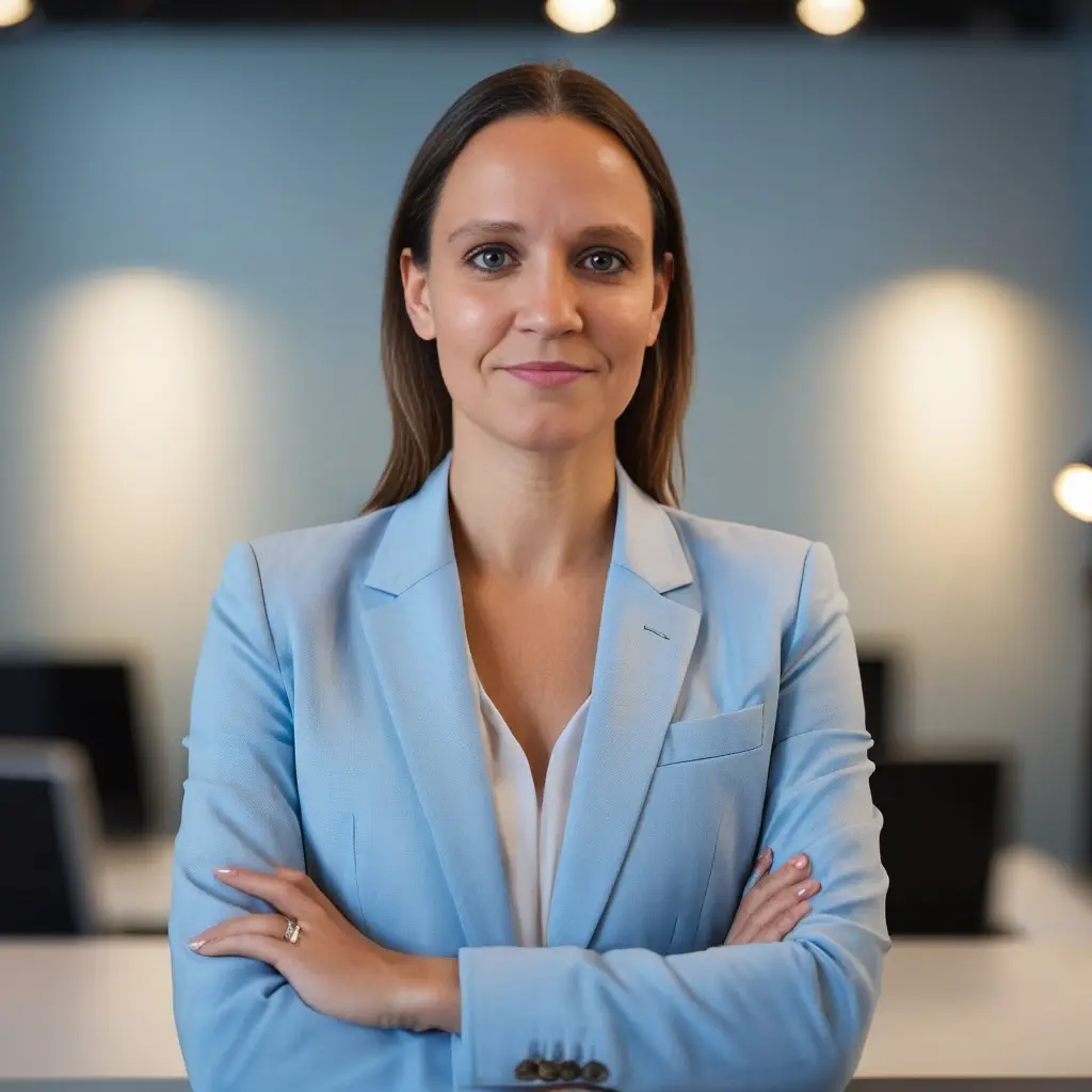 About Us 8 Confident real estate expert in blue blazer ready to guide your Ulcinj property investment—montenegro-listings.me by Ekosphere doo.
