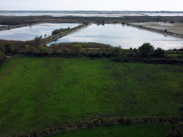 Prime fenced green field with ponds, ideal for Ulcinj real estate investment. Listed by montenegro-listings.me, ekosphere doo project.