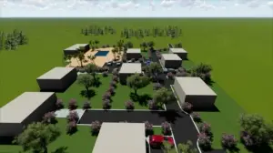 Premium Ulcinj real estate: modern gray residences, lush lawns, pool, gardens. Invest with montenegro-listings.me by ekosphere doo.