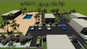 Luxury Ulcinj real estate: pool, modern buildings, parking, lush gardens. Invest in Montenegro at montenegro-listings.me by Ekosphere doo.