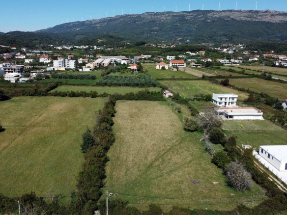 Stunning aerial of Ulcinj, Montenegro—premium rural properties, fields, homes. Invest with montenegro-listings.me by ekosphere doo.