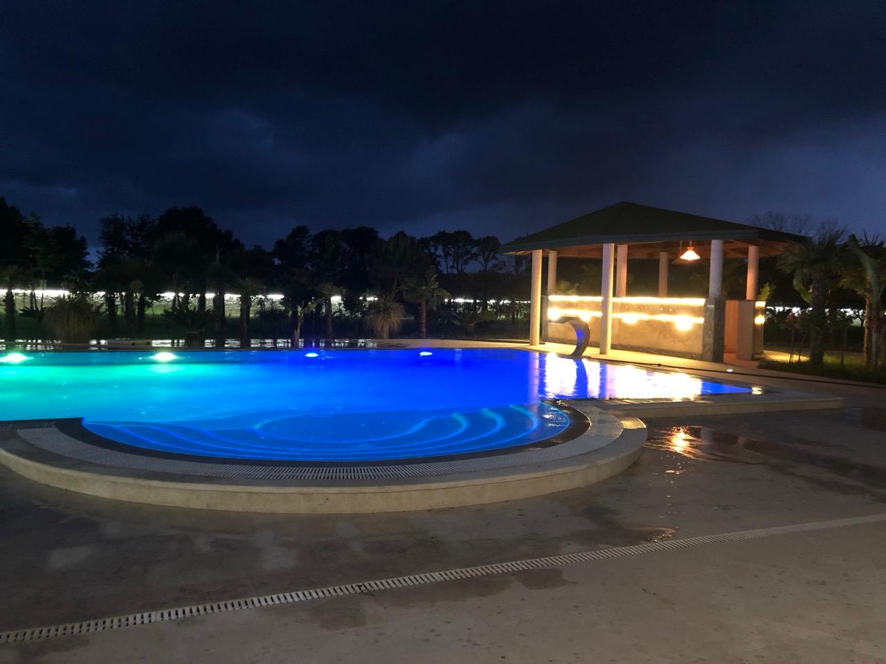 Stunning Ulcinj villa: blue-lit pool, round shallow zone, pavilion & gardens. Prime investment on montenegro-listings.me by ekosphere doo.