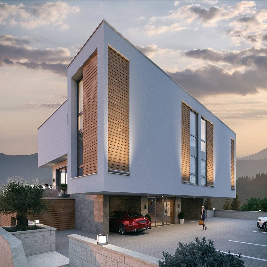 Stunning modern home in Ulcinj, Montenegro&mdash;large windows, wood accents, mountain views. Exclusive by montenegro-listings.me/Ekosphere.