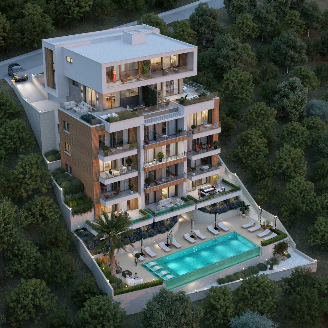 Luxury Ulcinj apartments: spacious balconies, floor-to-ceiling windows, pool & terrace. Invest with montenegro-listings.me by ekosphere doo.