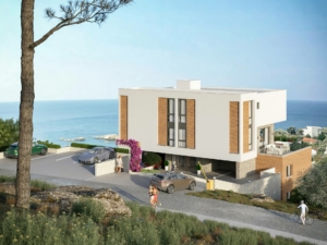 Stunning modern building with sea view in Ulcinj, Montenegro—prime real estate at montenegro-listings.me by ekosphere doo.