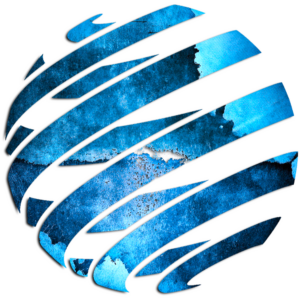 About Us - ekosphere: Blue watercolor globe design segmented by white curves, ideal for Ulcinj real estate branding on montenegro-listings.me by Ekosphere DOO.