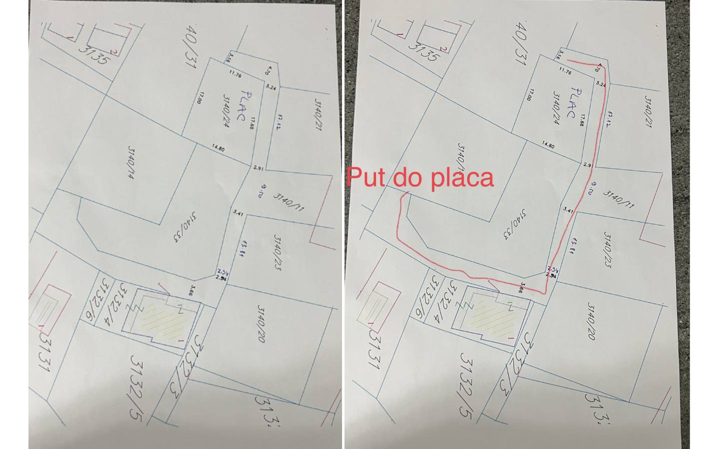 Hand-drawn maps of Ulcinj, Montenegro real estate plots and access road&mdash;ideal for investors. Listed by ekosphere doo on montenegro-listings.me.