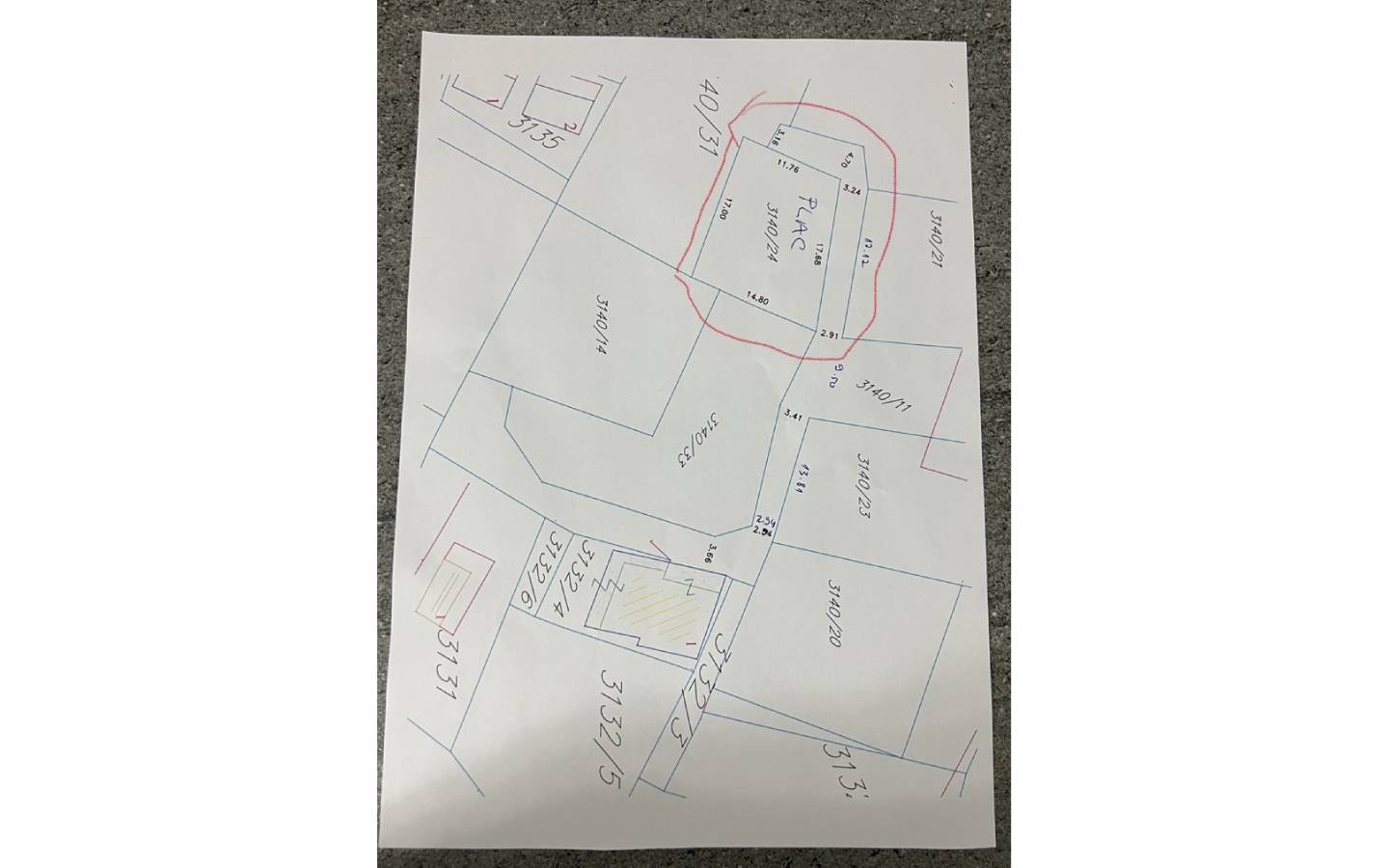 Hand-drawn map of prime Ulcinj, Montenegro real estate plots&mdash;investment property highlighted&mdash;by ekosphere doo on montenegro-listings.me.