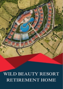 Aerial view of Ulcinjs luxury resort estate with curved residences and central pool. Exclusive at montenegro-listings.me by ekosphere doo.