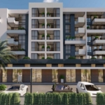Commercial Shop for Sale in an Exclusive modern apartment building with balconies, shops, parking, and palm tree—prime Ulcinj real estate at montenegro-listings.me by ekosphere doo.