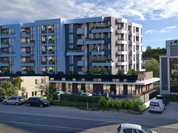 Modern Ulcinj apartment building with balconies, greenery, parking; prime real estate by ekosphere doo on montenegro-listings.me.