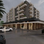 Commercial Shop for Sale - Contemporary Ulcinj apartment building with balconies, shops, lush landscaping—prime Montenegro real estate at montenegro-listings.me by ekosphere doo.