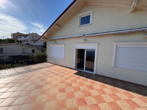 Modern tiled terrace with sleek black railing, ideal for Ulcinj living. Prime property—exclusive on montenegro-listings.me by ekosphere doo.