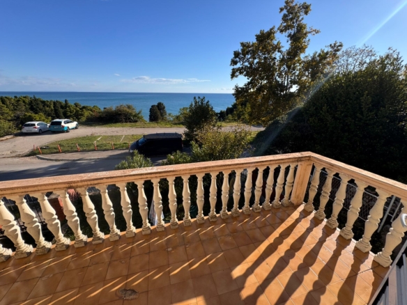 Stunning tiled balcony in Ulcinj, Montenegro with sea views—prime real estate from montenegro-listings.me by ekosphere doo.