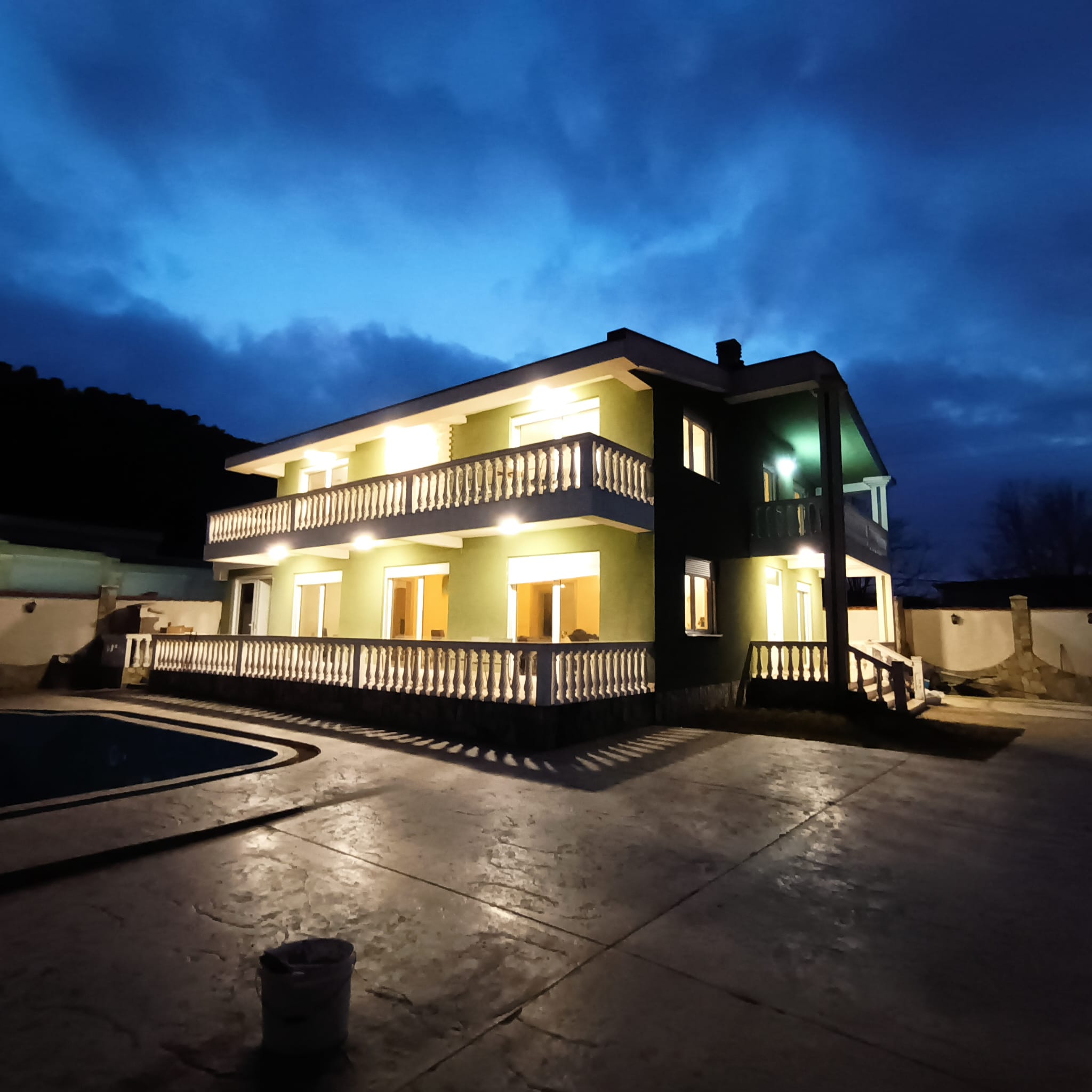 Stunning two-story villa in Ulcinj, Montenegro with pool, balconies, and modern patio—exclusive on montenegro-listings.me by ekosphere doo.