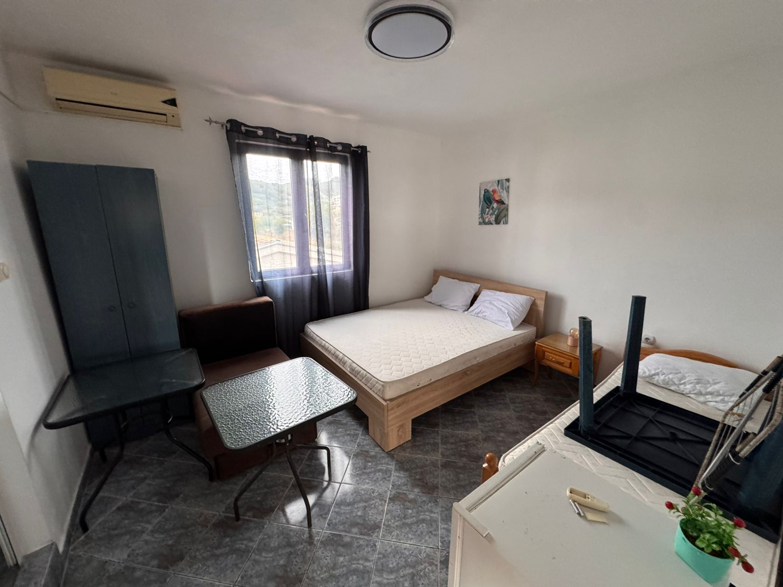 Bright Ulcinj bedroom with double and single beds, AC, wardrobe; investment-ready. Exclusive on montenegro-listings.me by ekosphere doo.