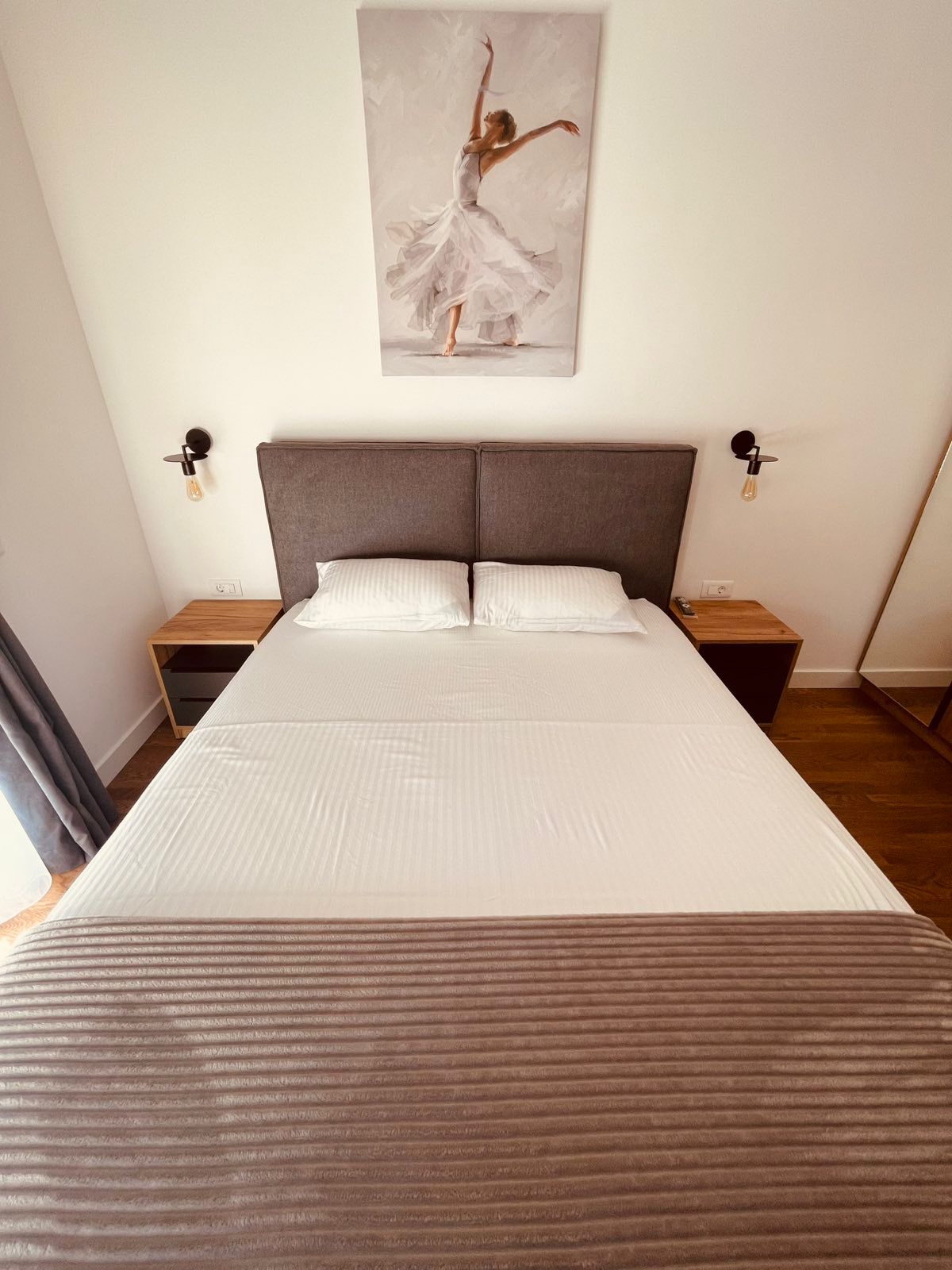 Elegant Ulcinj bedroom with double bed, modern decor, and premium finishes&mdash;exclusive Montenegro investment by ekosphere doo.