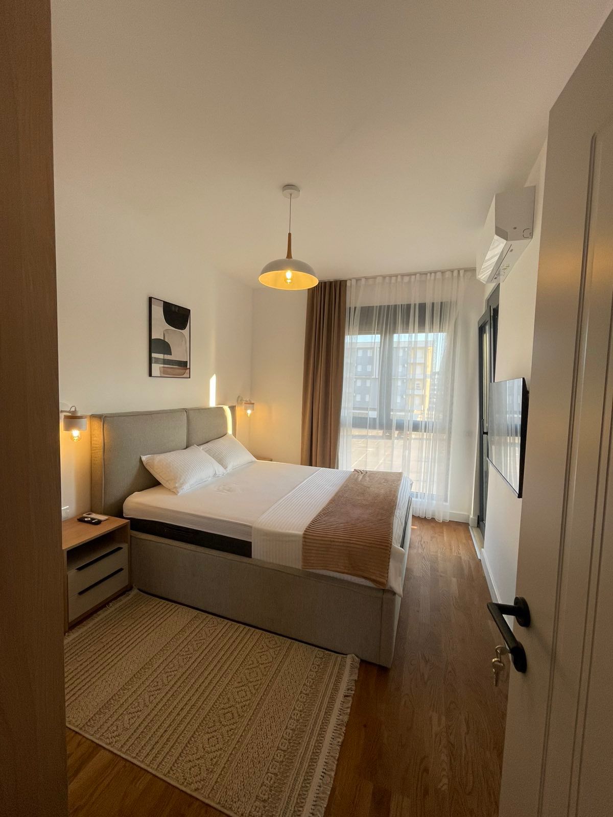 Bright, modern Ulcinj bedroom for sale: double bed, natural light, stylish d&eacute;cor&mdash;exclusive on montenegro-listings.me by ekosphere doo.